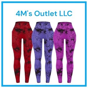 OVESPORT 3 Pack Tie Dye Seamless High Waisted Workout Leggings for Women Scrunch